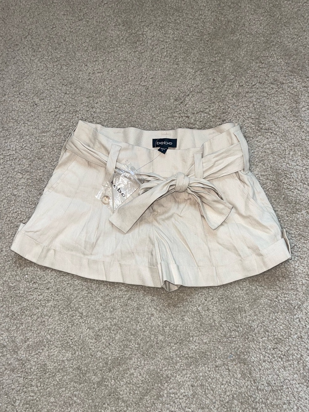 bebe Cream Tie-Waist High-Rise Women's Shorts